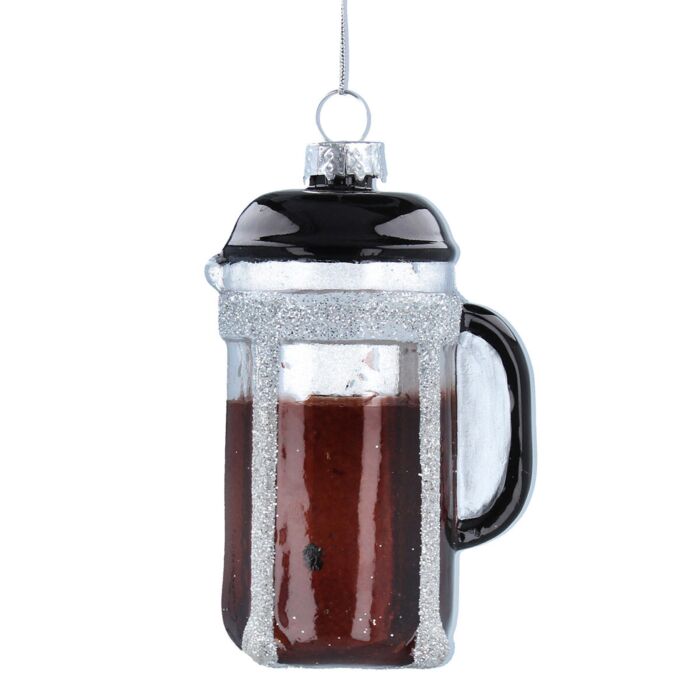 Gisela Graham Cafetiere Glass Tree Decoration